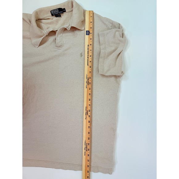 Polo Ralph Lauren Polo Shirt Mens XL Linen Blend Pony Tan - Picture 5 of 10